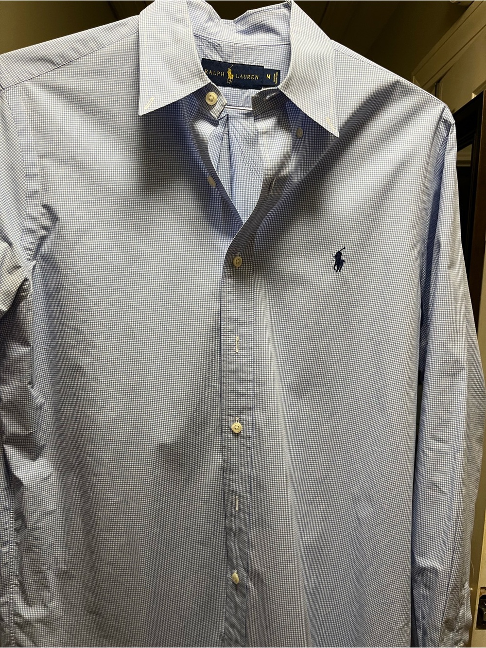 Ralph Lauren Men's Light Blue Micro-Check Button-Down Dress Shirt